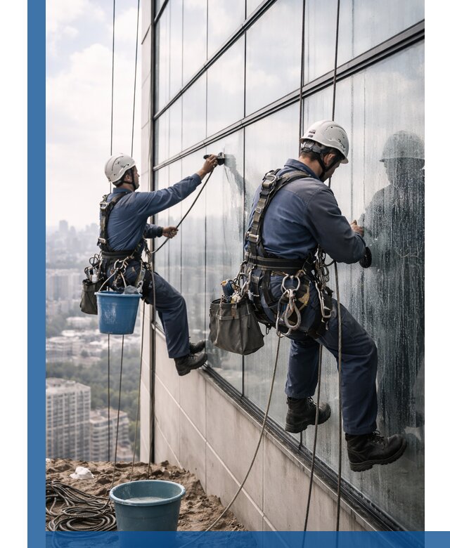 Профессиональная мойка фасадных окон альпинистами в Воркуте