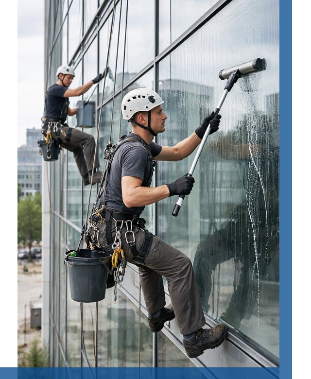 Мойка витражей альпинистами в Воркуте от 720 р. под ключ|ВЫСОТНИК-Врк
