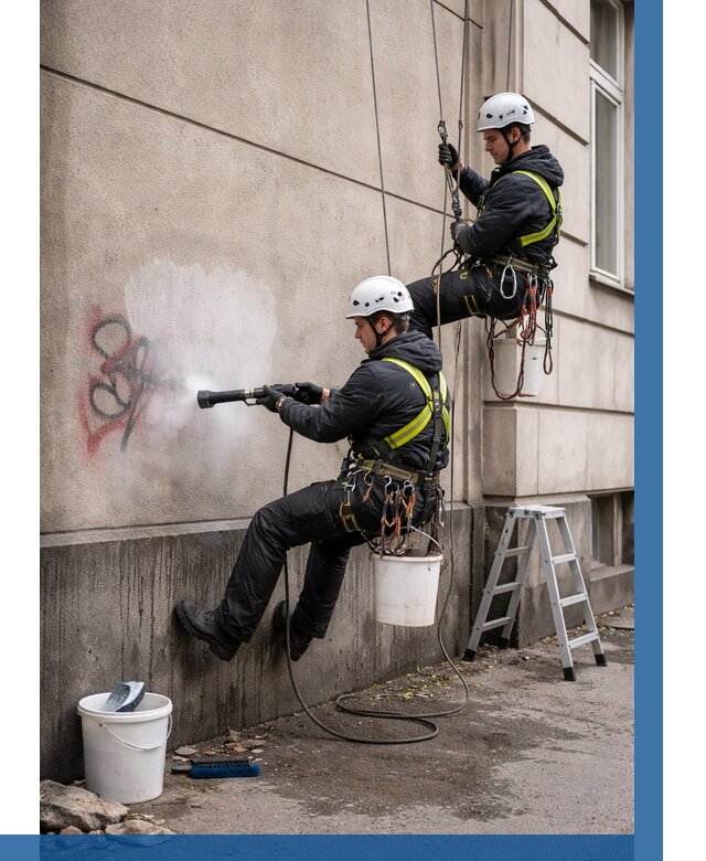 Удаление граффити с фасада в Воркуте от 4626 р. | ВЫСОТНИК-Врк