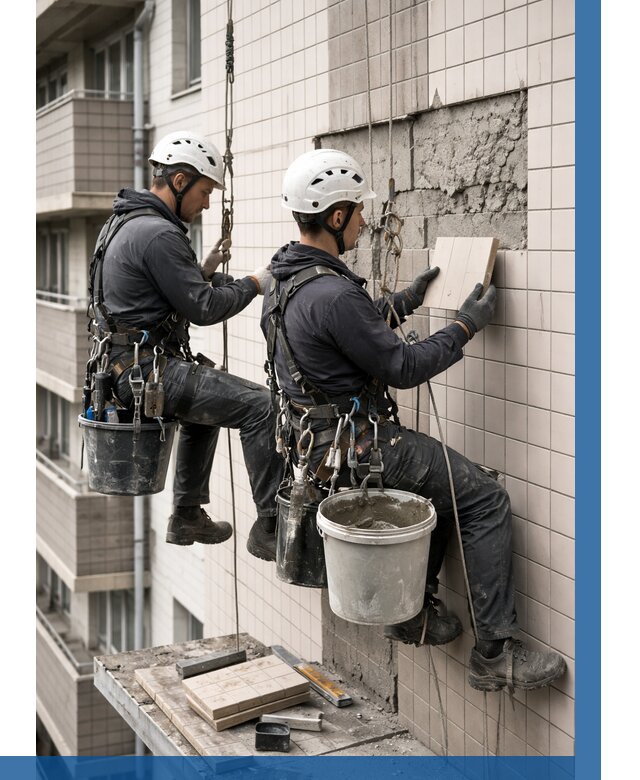 Ремонт облицовки фасада плиткой в Воркуте от 1851 р. | ВЫСОТНИК-Врк