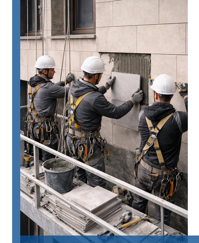 Ремонт облицовки фасада плиткой в Воркуте с гарантией