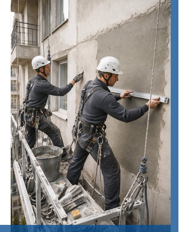 Штукатурка фасада на высоте в Воркуте от 925 р. | ВЫСОТНИК-Врк