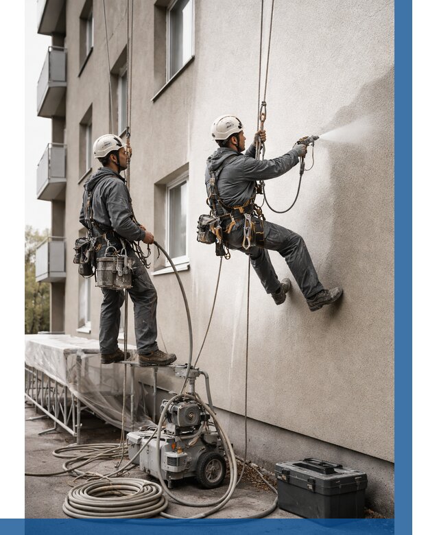 Безвоздушная покраска фасада в Воркуте от 226 р/м² | ВЫСОТНИК-Врк