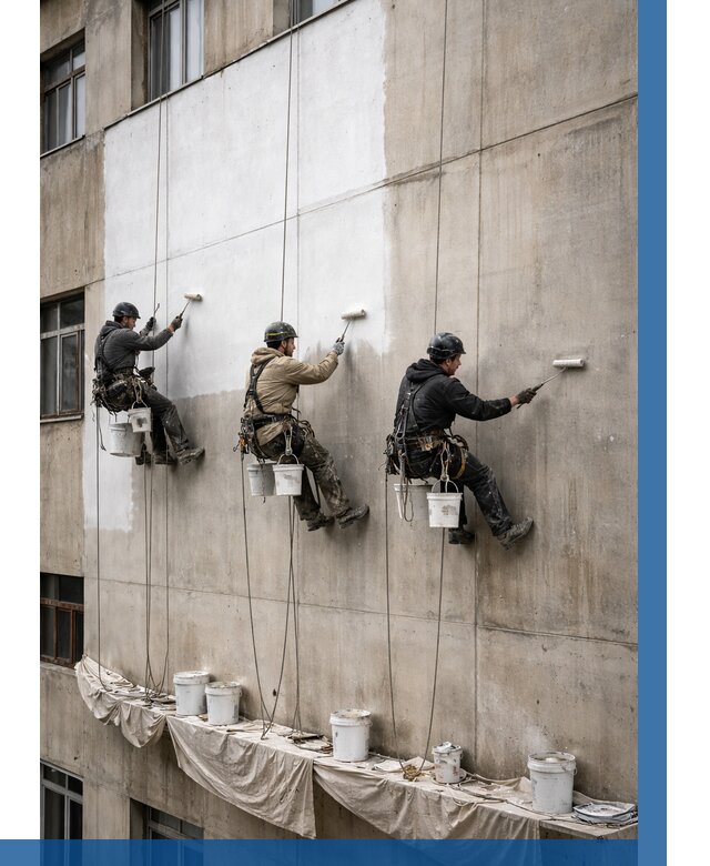 Покраска бетонного фасада в Воркуте от 360 р за м2 | ВЫСОТНИК-Врк