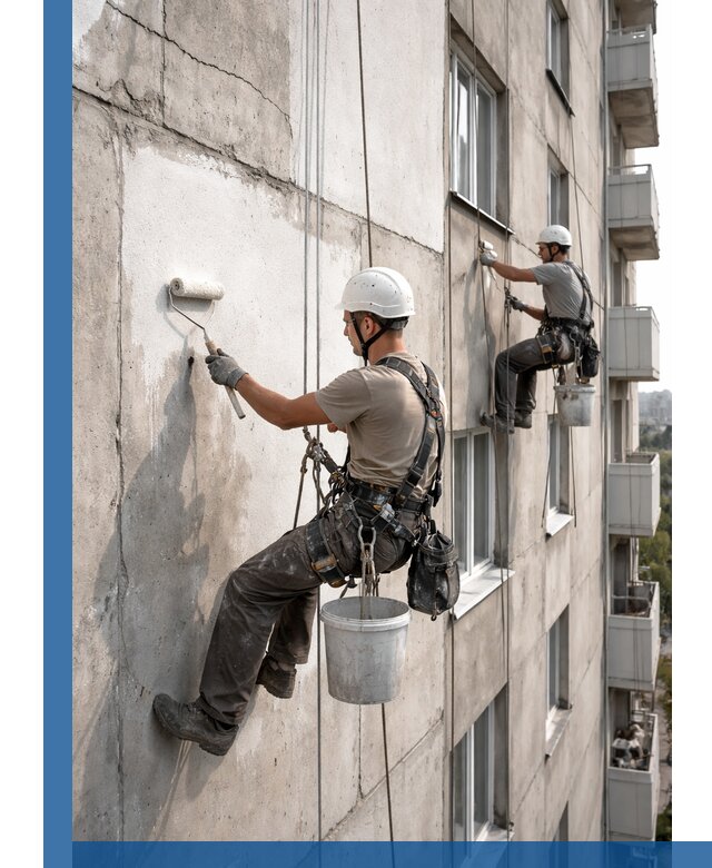 Покраска бетонного фасада в Воркуте для жилых и промышленных объектов