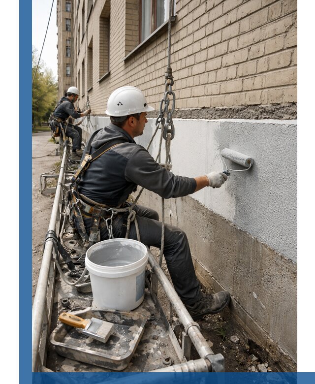 Окраска цоколя здания в Воркуте профессионально и надежно