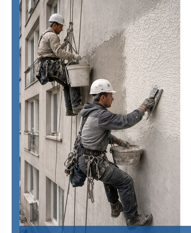 Нанесение декоративной штукатурки короед на фасад в Воркуте