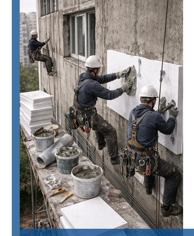 Утепление фасада пенополистиролом в Воркуте под ключ