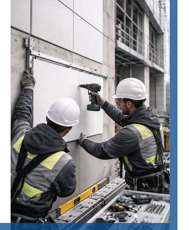 Монтаж композитных панелей фасада в Воркуте от 2570 р. | ВЫСОТНИК-Врк