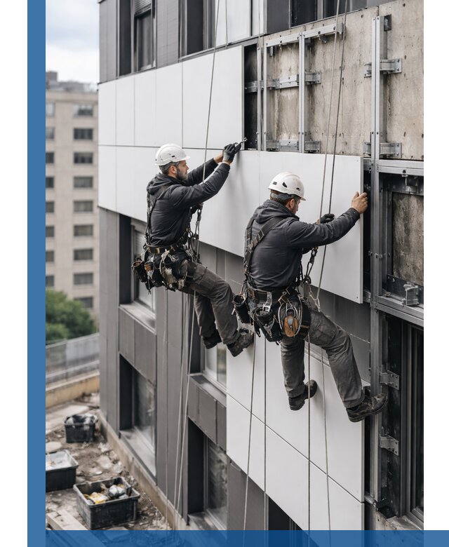 Монтаж композитных панелей фасада в Воркуте под ключ