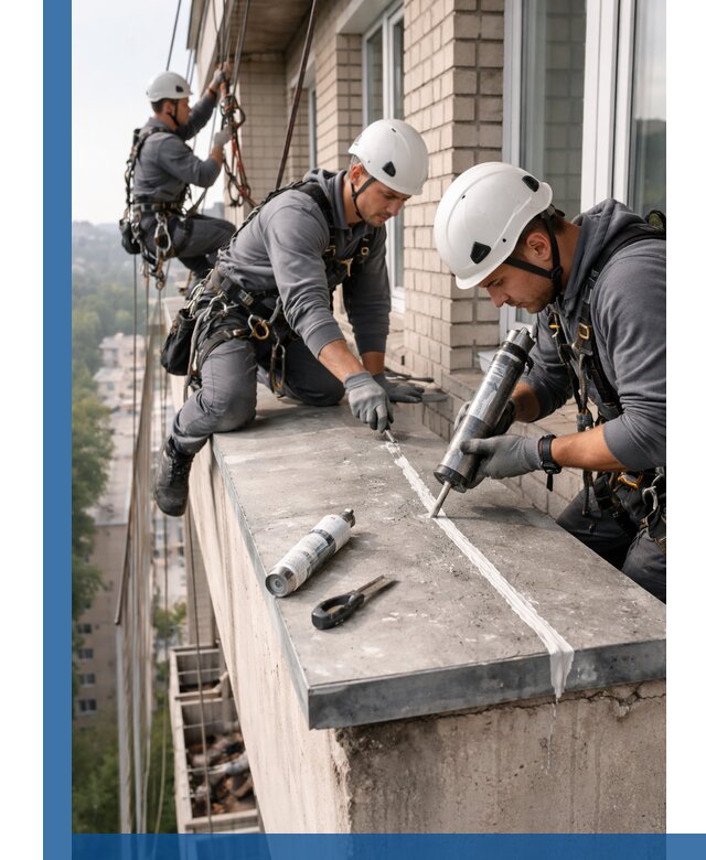 Герметизация балконного козырька в Воркуте профессионально