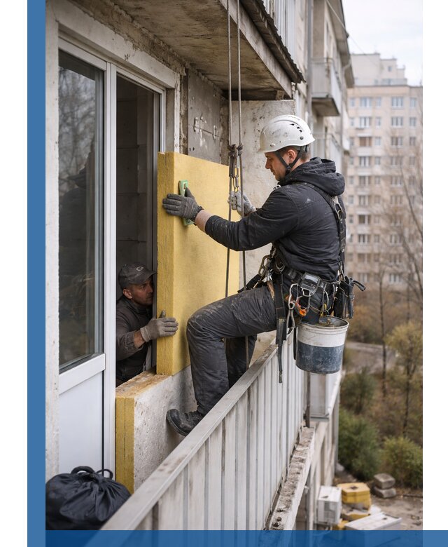 Профессиональное утепление балкона снаружи в Воркуте под ключ