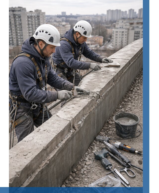 Ремонт парапета на кровле в Воркуте от 1542 р. | ВЫСОТНИК-Врк