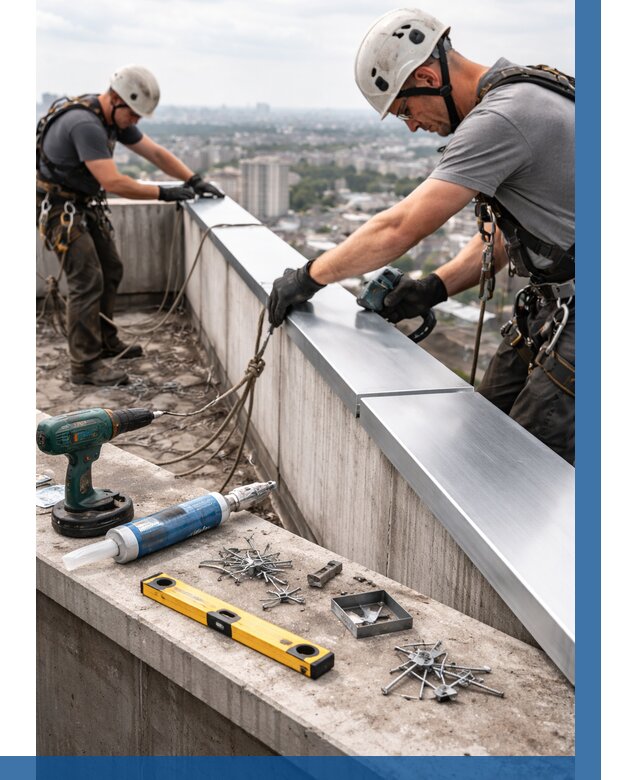 Монтаж парапетных крышек в Воркуте от 822 р. | ВЫСОТНИК-Врк