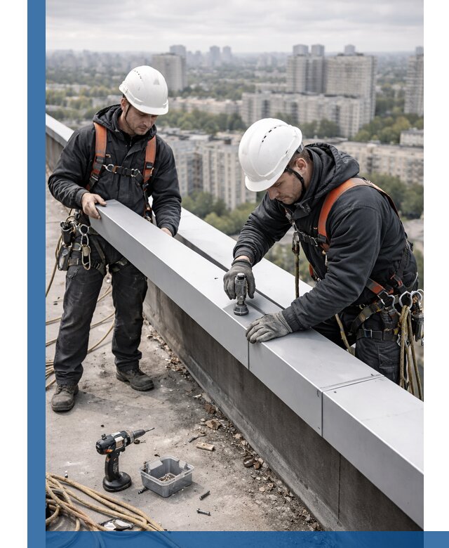 Монтаж парапетных крышек и ограждений кровли в Воркуте