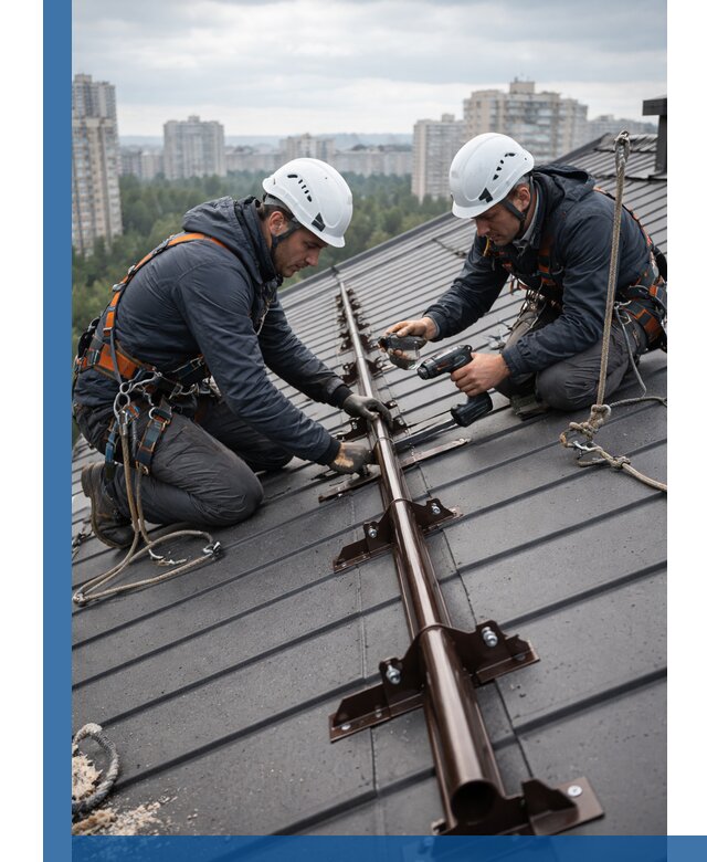 Монтаж снегозадержателей на кровле зданий в Воркуте под ключ