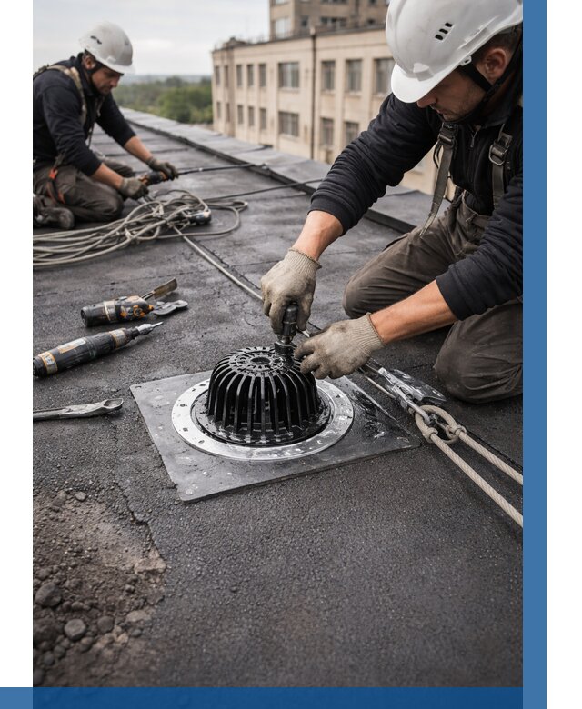 Установка водосточных воронок в Воркуте цена от 3598 р. | ВЫСОТНИК-Врк