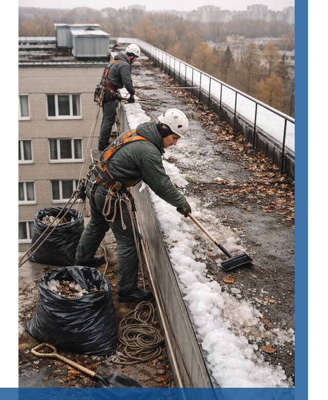 Очистка кровли по периметру в Воркуте от 565 р. | ВЫСОТНИК-Врк