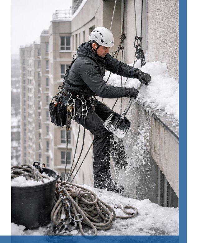 Очистка карнизов от снега в Воркуте от 308 р. | ВЫСОТНИК-Врк