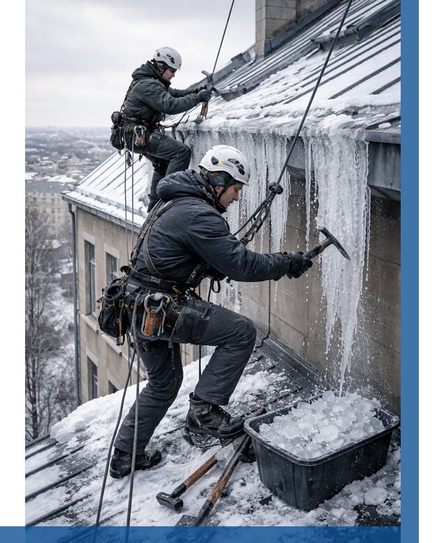 Удаление наледи с кровли в Воркуте от 5655 р. | ВЫСОТНИК-Врк