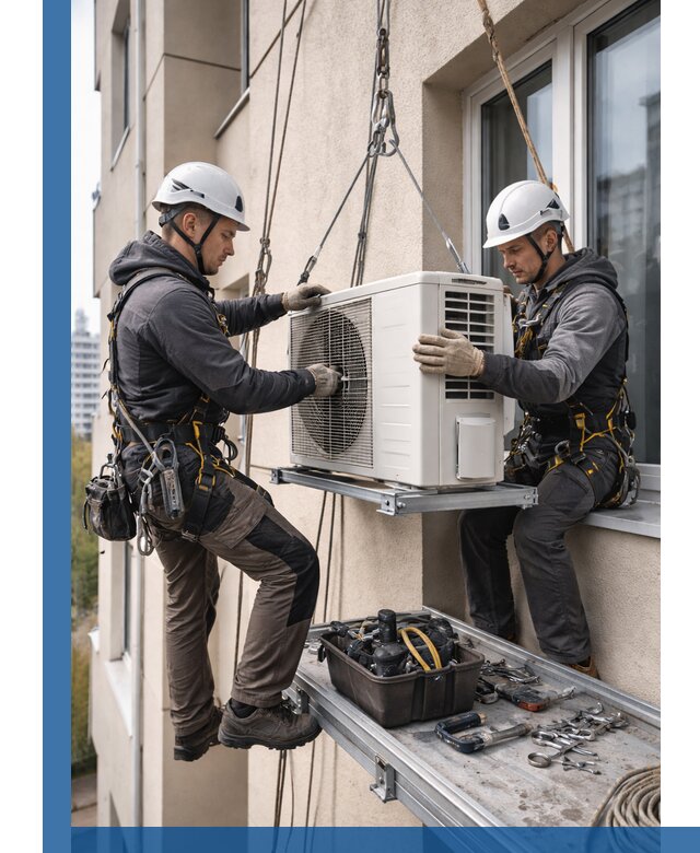 Перенос внешнего блока кондиционера в Воркуте с монтажом и крепежом