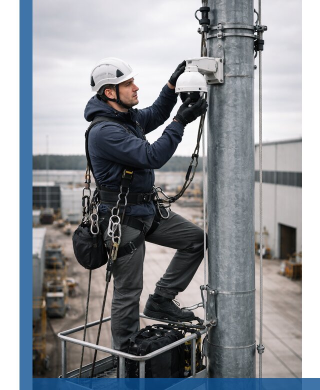 Профессиональная установка видеокамер на мачте в Воркуте