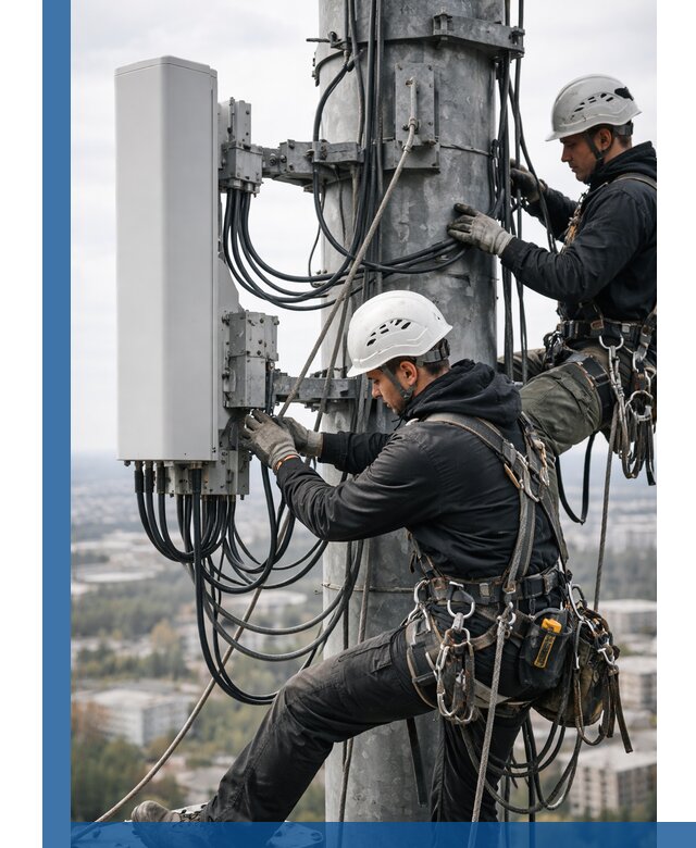 Монтаж оборудования связи на мачте в Воркуте с пусконаладкой