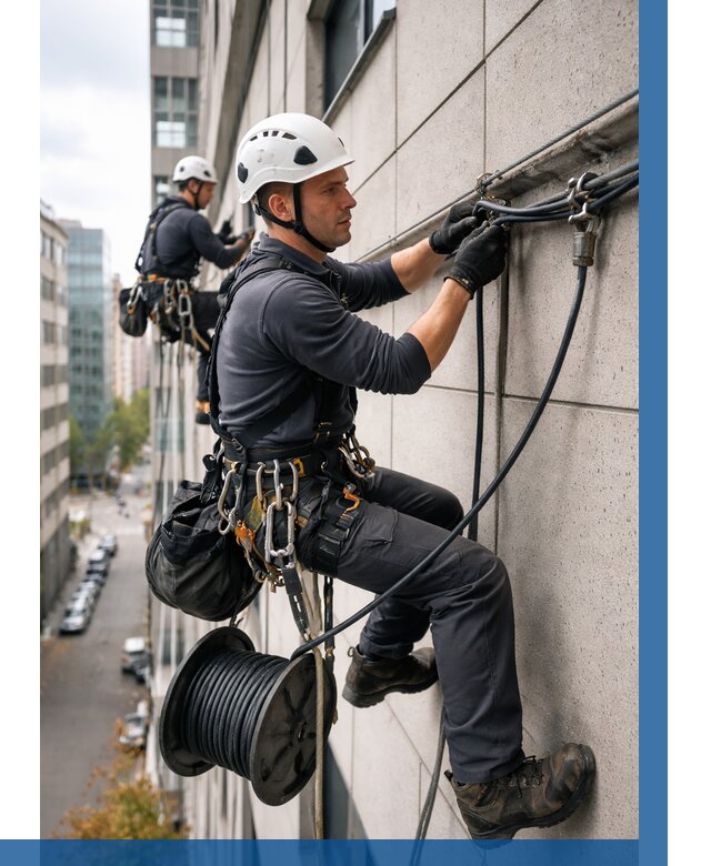 Прокладка кабеля по фасаду в Воркуте от 360 р. | ВЫСОТНИК-Врк