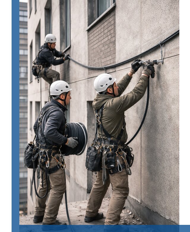 Прокладка кабеля по фасаду в Воркуте, профессиональный монтаж