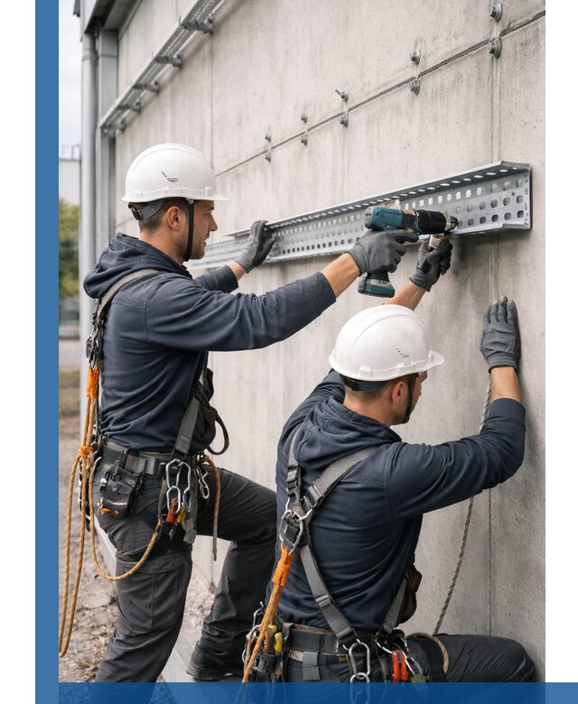 Монтаж кабельных лотков на фасаде зданий в Воркуте с гарантией