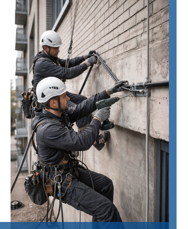 Крепление кабеля на фасаде в Воркуте от 360 р. | ВЫСОТНИК-Врк