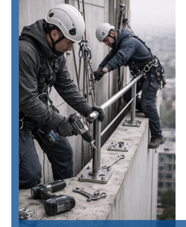 Монтаж перил на высоте в Воркуте для жилых и промобъектов