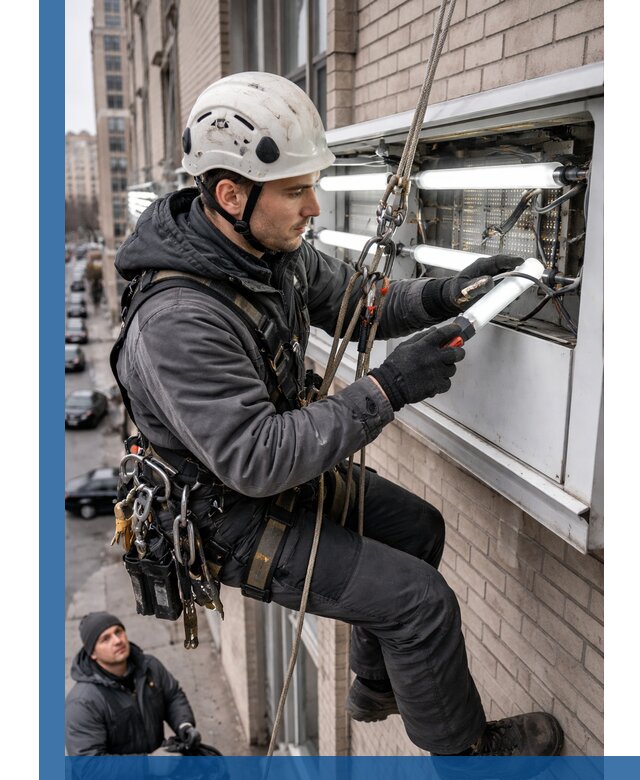 Профессиональная замена ламп в наружной вывеске в Воркуте