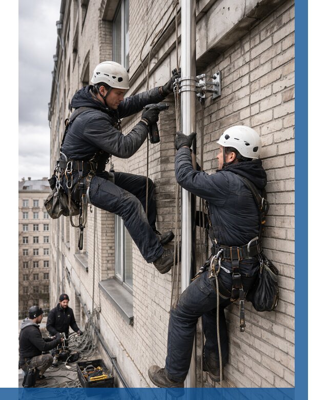 Монтаж флагштока на здании в Воркуте от 6683 р. | ВЫСОТНИК-Врк