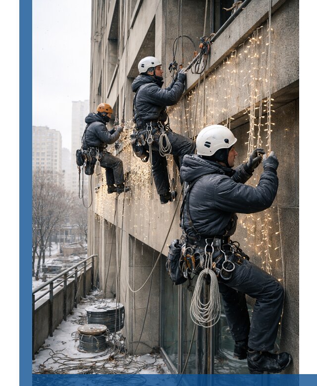 Монтаж новогодней иллюминации и украшение фасадов в Воркуте