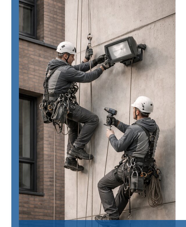 Профессиональный монтаж фасадных прожекторов в Воркуте под ключ