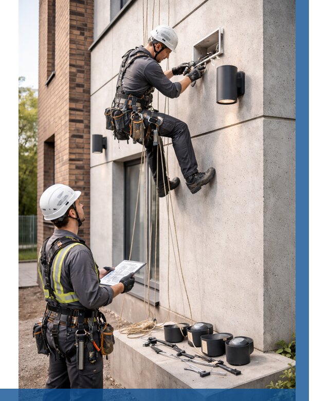 Монтаж фасадного освещения в Воркуте от 2570 р. | ВЫСОТНИК-Врк