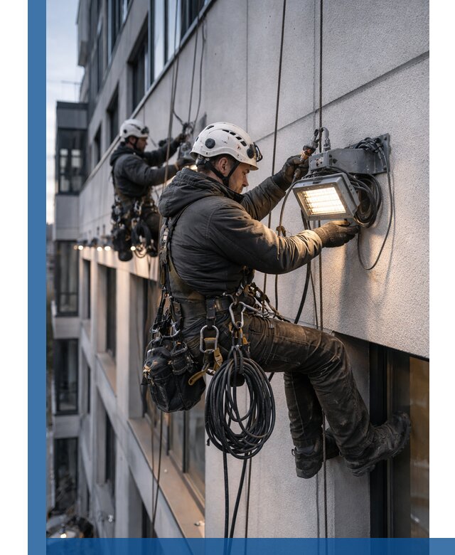 Монтаж фасадного освещения в Воркуте установка и подключение