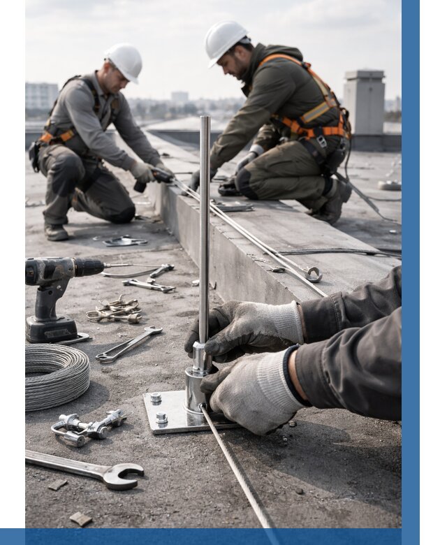 Монтаж молниезащиты на кровле в Воркуте цена от 25703 р. | ВЫСОТНИК-Врк