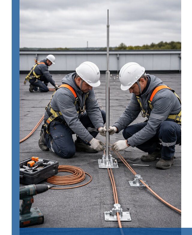 Монтаж молниезащиты на кровле в Воркуте под ключ с гарантией