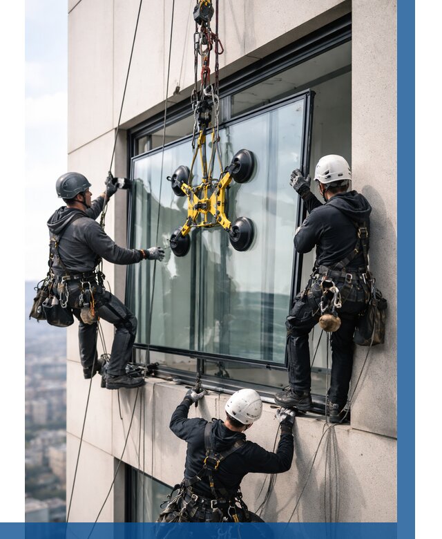 Монтаж стеклопакетов на высоте в Воркуте от 3290 р. | ВЫСОТНИК-Врк