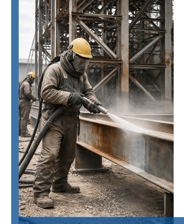 Пескоструйная очистка металлоконструкций в Воркуте промышленная