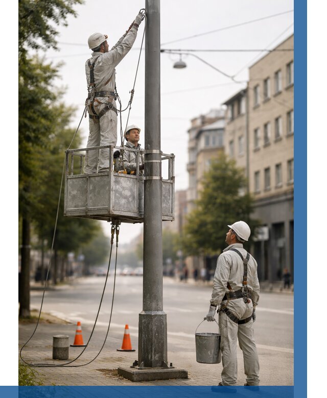 Покраска опор освещения в Воркуте от 5141 р. | ВЫСОТНИК-Врк
