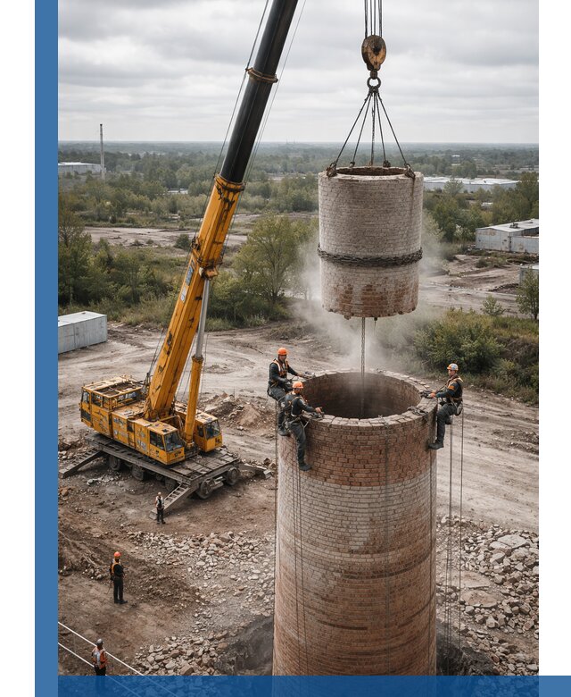 Демонтаж дымовой трубы в Воркуте с гарантиями безопасности