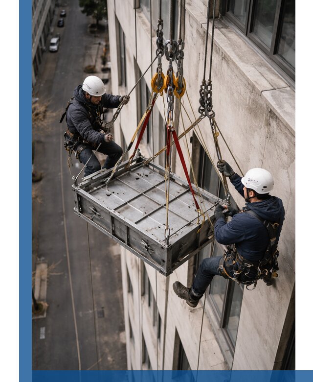 Спуск и подъем грузов по фасаду в Воркуте для зданий
