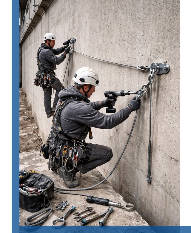 Монтаж анкерных линий высотной безопасности в Воркуте