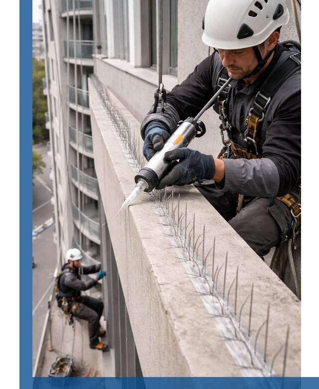 Установка шипов от птиц на фасадах и кровлях в Воркуте